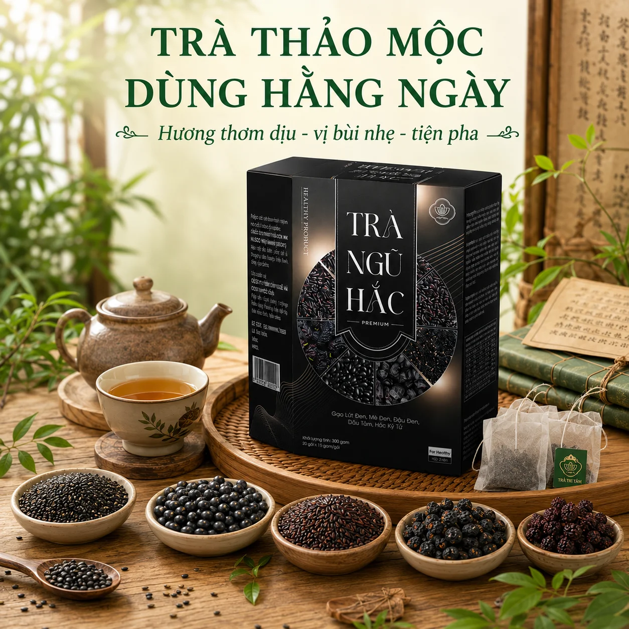 Trà Ngũ Hắc Túi Lọc Trà Trí Tâm dùng hằng ngày
