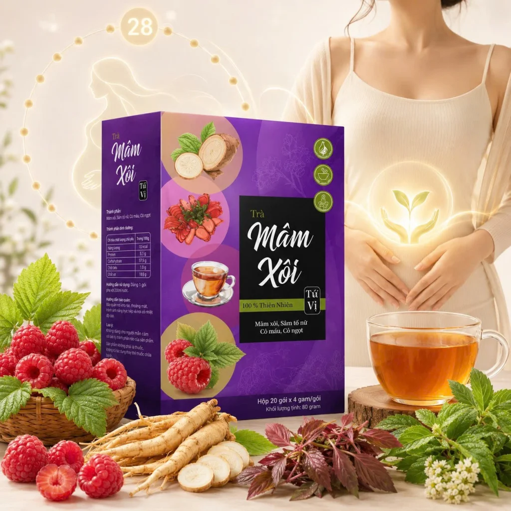 Trà Mâm Xôi 4 Vị Thảo Mộc Trà Trí Tâm - Hộp 20 Gói