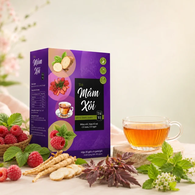Phụ nữ thư giãn với tách trà ấm trong những ngày cơ thể nhạy cảm.