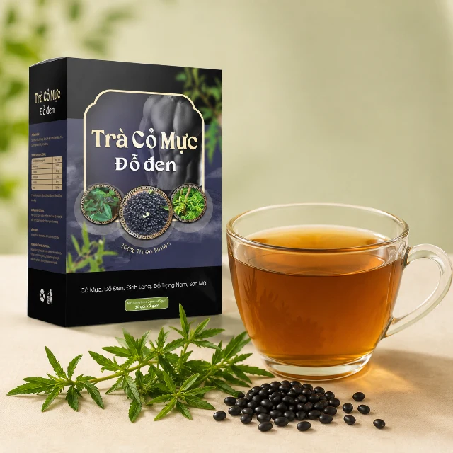 Tách Trà Cỏ Mực Đỗ Đen sau khi hãm.