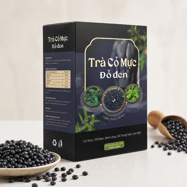 Hạt đỗ đen dùng minh họa thành phần trà.